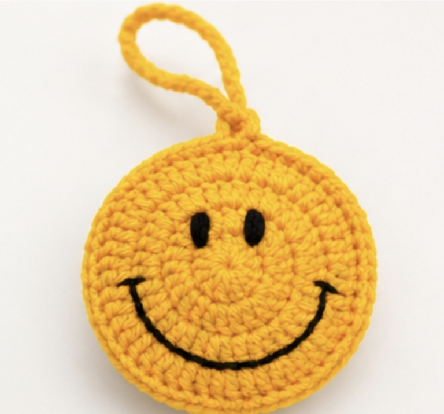 Handmade Crochet Smiley Face Hanging – Yellow